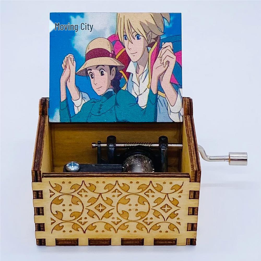 Howl's Moving Castle Wooden Hand-Crank Music Box Craft Ornament