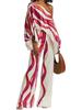 D9713 Women's Casual Satin Print One-Shoulder Top & Long Pants Two-Piece Set