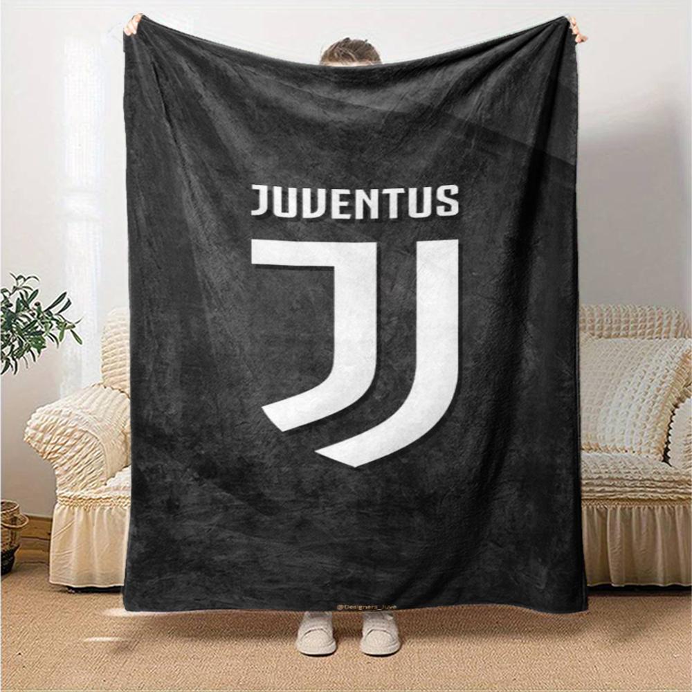 Decke mit Juventus Fußballclub Thema Aufdruck - Perfekt für Sofa, Bett, Reisen & Outdoor | Maschinenwaschbar, Gemütlich & Langlebig.