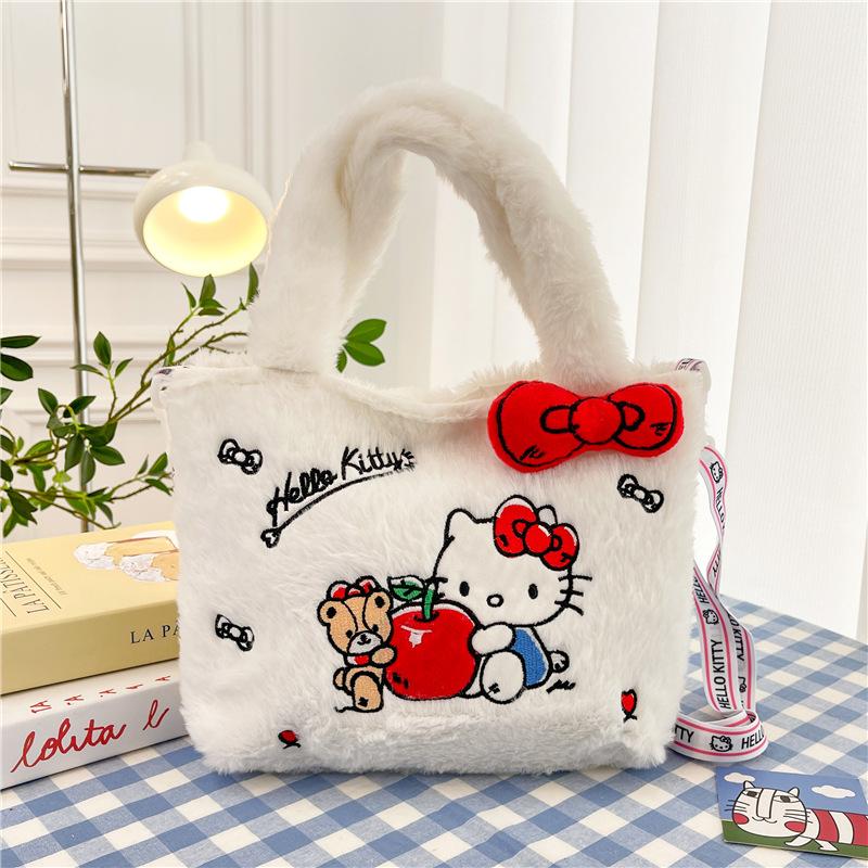 Lolita Plush Handbag Children's Cute Versatile Girl Bento Bag Student Season One Shoulder Crossbody Cartoon Bag