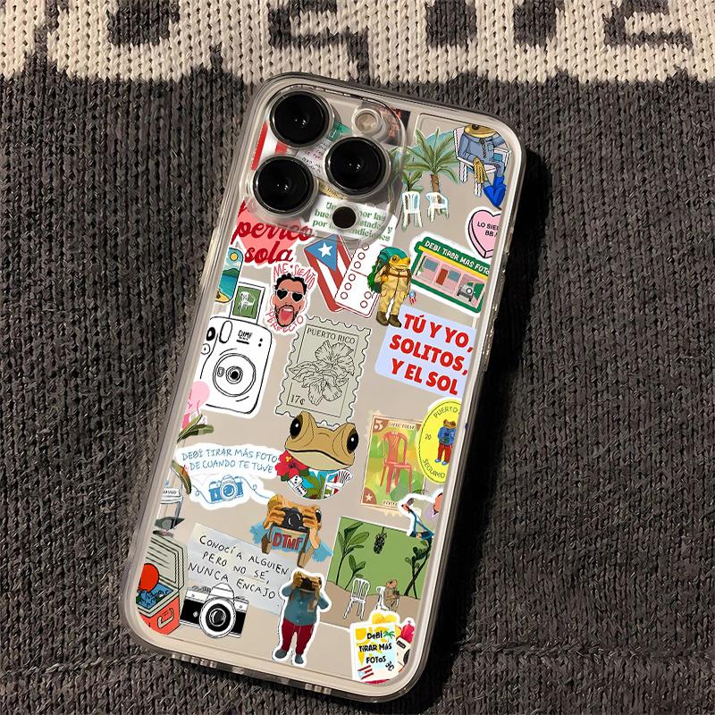 Bad Bunny Art Stickers Phone Case For iPhone 17e 17 16e 16 15 14 13 12 11 Mini Air Pro Max X XR XSMax 7 Plus Transparent Soft