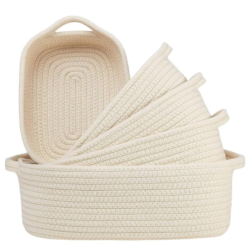 Sturdy Cotton Rope Storage Baskets Set of 5 Accessory for Organizing Clothes Toy And Enhancing Home Decoration