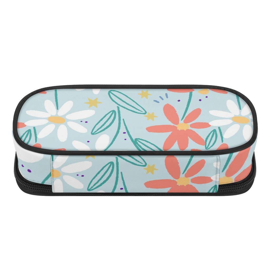 Pen Case Smooth Zipper Roomy Interior 300D Polyester with Mesh Pocket Removable Divider and Pen Slots for Everyday Study