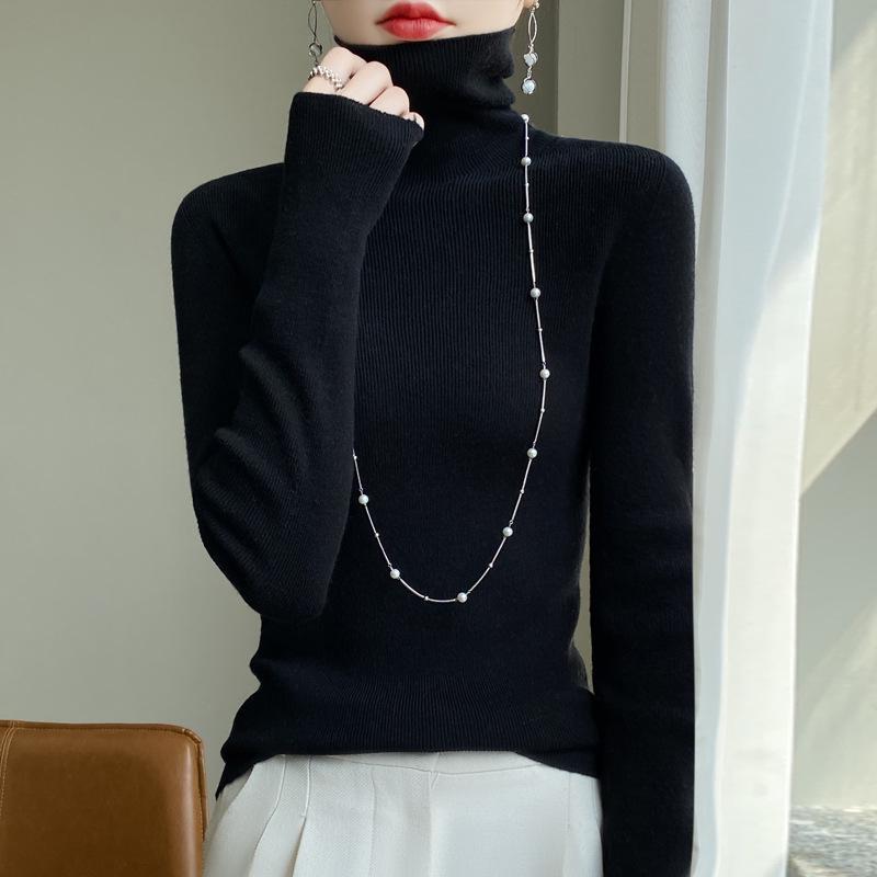 Dámský přiléhavý rolák 2025 - Pletenina z jemné vlny, Jednobarevná základní vrstva