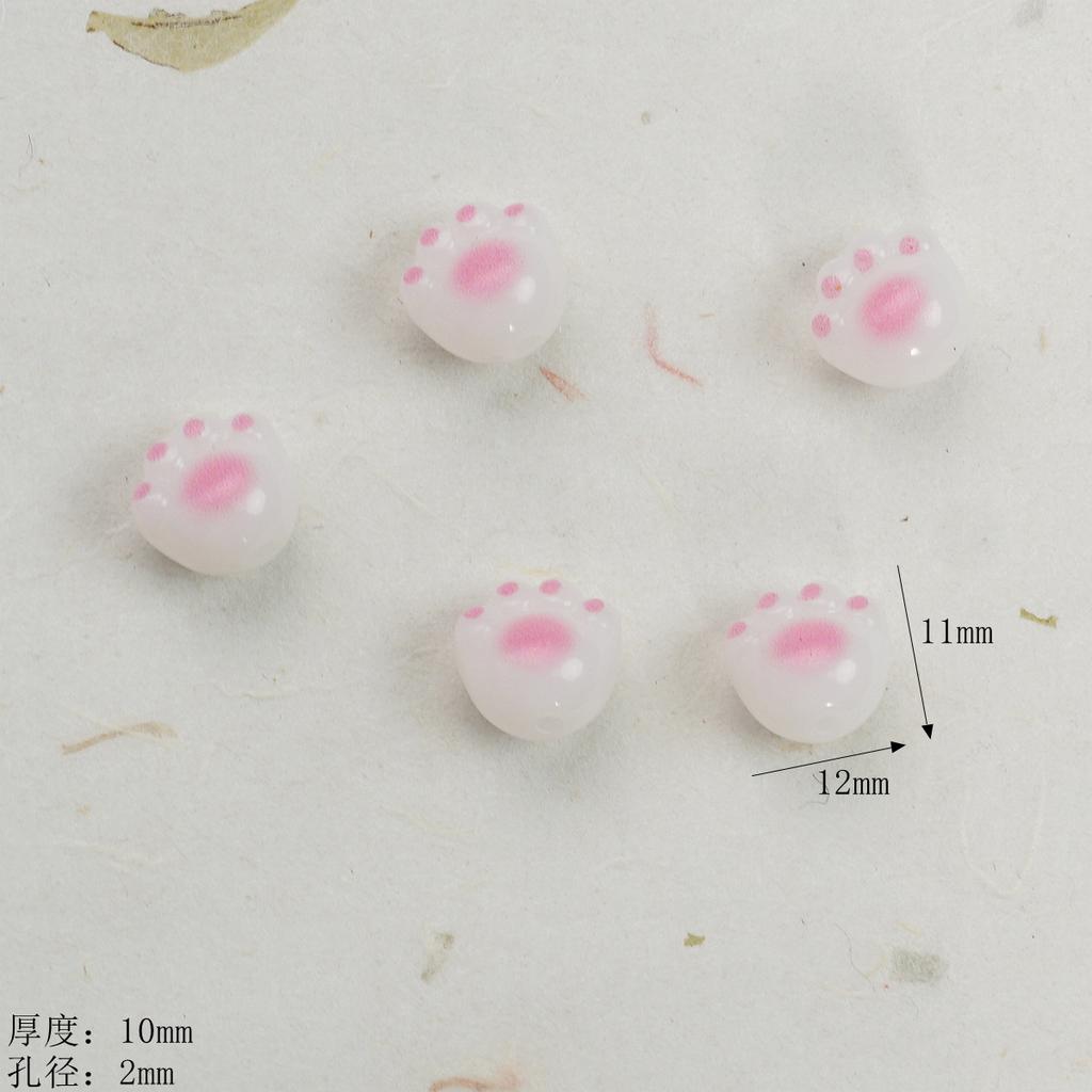 Acrylic Imitation Charcoal Burning Cat Paw Loose Beads Beaded DIY Accessories Mobile Phone Chain Bracelet Pendant Handmade Jewelry Material