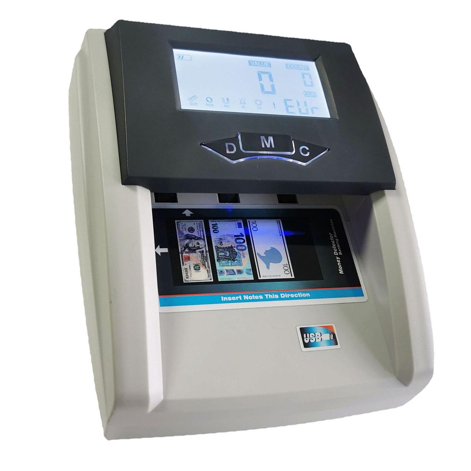 Detector de Billetes Múltiples Modos Máquina Contadora de Dinero LCD Verificador de Billetes USD EUR con Alarma Enchufe de EE. UU. 110‑240V