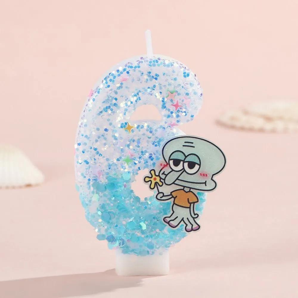 Number Shaped Birthday Candle 0-9 Glitter Design Cake Decoration for Children Baking Party Supplies with Character Figure