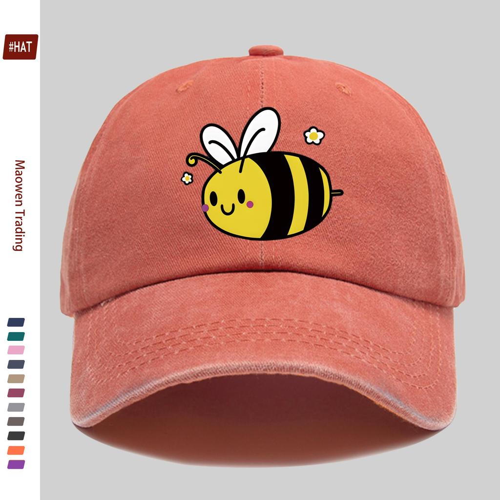 pc Cute Bee Print Baseball Cap Casual Travel Decor Design Sun Hat Comfortable Lightweight MultiColor Pet Hat Available Adj