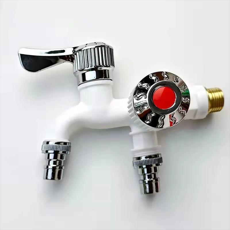 Splash-Proof Multi-Function Household Plastic Faucet Dual-Control Kitchen Washing Machine Splicer Dual-Use Splicer белый