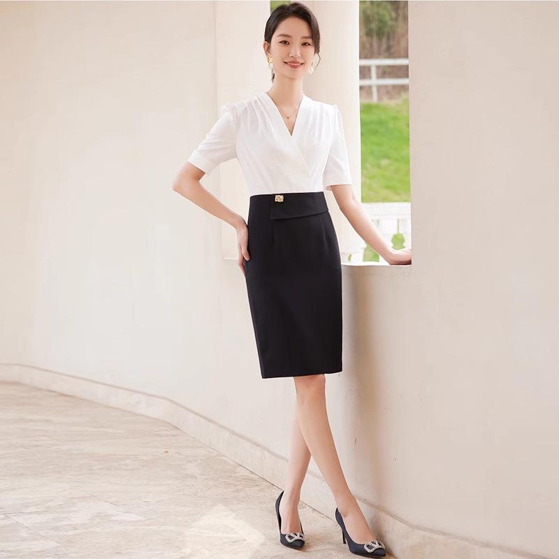 

Aishangchen Summer 2024 Women s Black & White Color Block Slimming Dress L