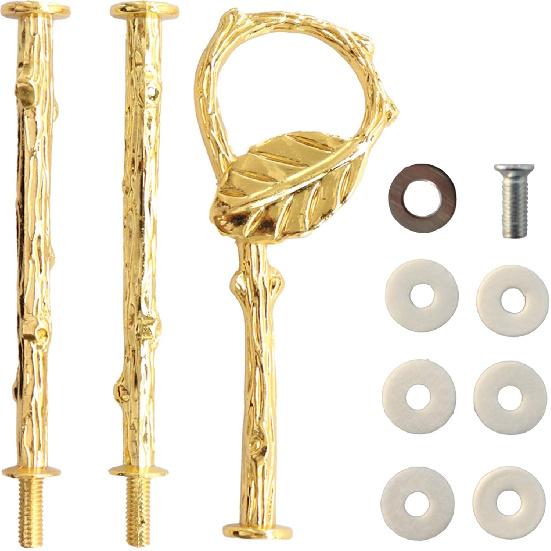 3 Tier 14  Heavy Metal Cake Stand Holder Fruit Plate Stand Fitting Hardware Rod (Golden_Leaves) Round Golden Leaves