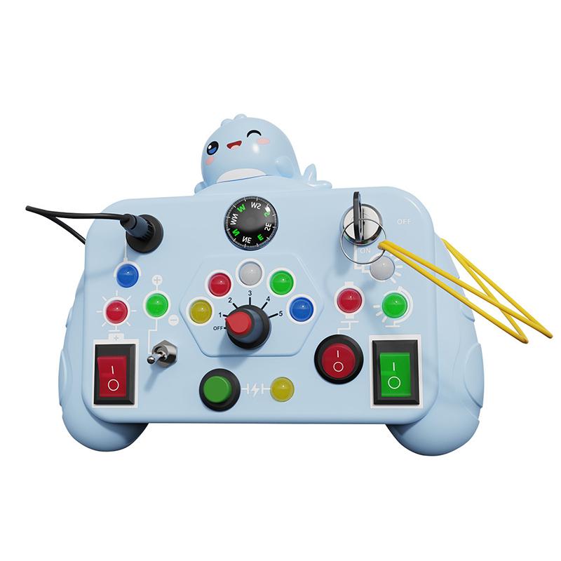 Children Busy Board Sensory Toy With LED Light Switch Control Board Travel Activities Thinking Game For 2-4 Years Old