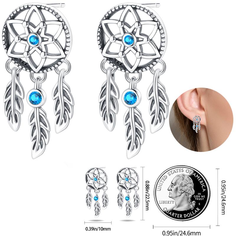Boucles d'oreilles Attrape-rêves Filet Œil du Diable Souhaits Magnifiques en Argent Sterling 925 Neutre Adaptées aux Fêtes de Fiançailles Bijoux Exquis