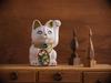 Lucky Cat Jewelry Cat Multicolor Left Paw Raised Ceramic Lucky Cat Auspicious Feng Shui Ornament (M-SIZE White) / _ Maneki-neko (jwc_M White)