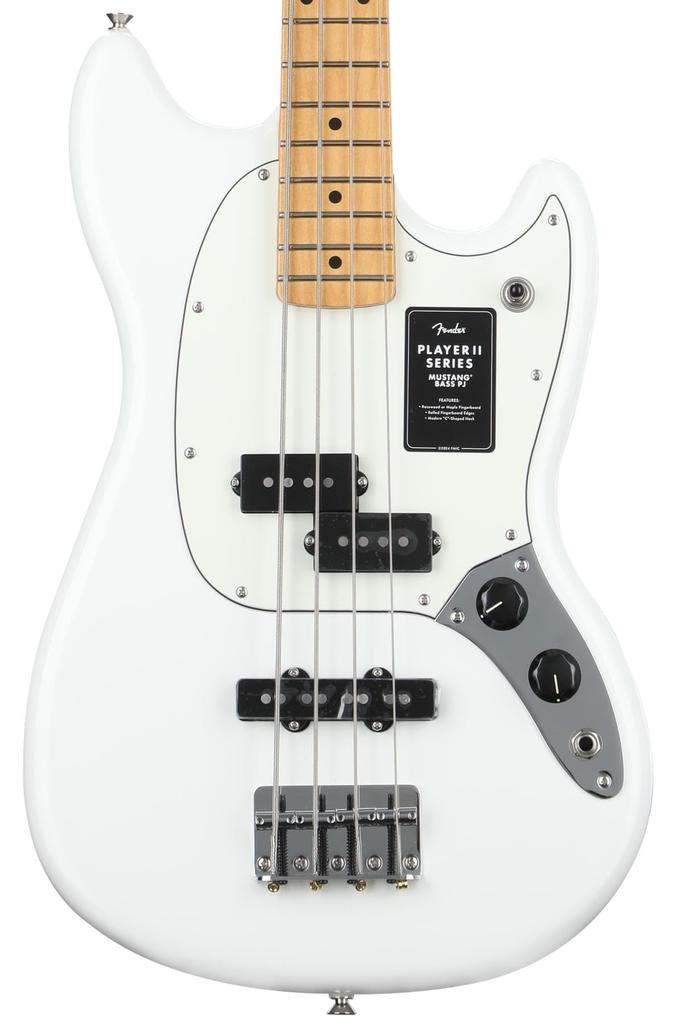 Fender Player II Bass Maple Polar Soft Case Included Mustang® PJ, Fingerboard, White,