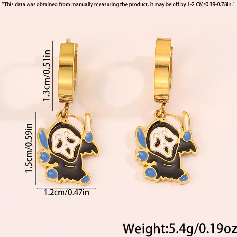 Luxurious Halloween Stainless Steel Pumpkin, Skull & Mummy Earrings