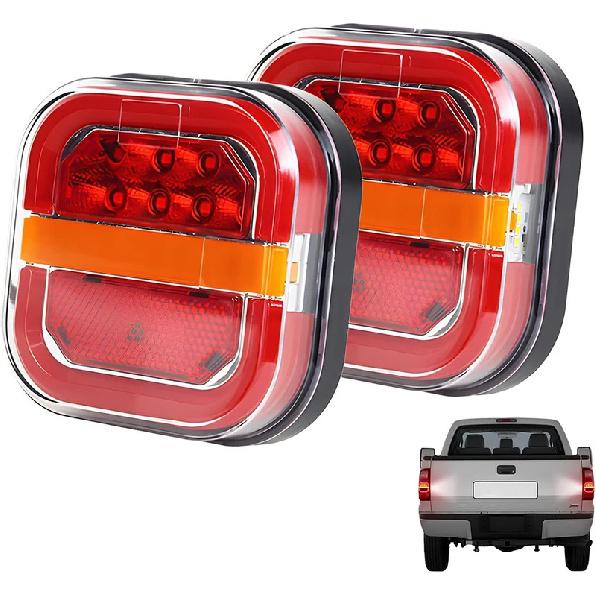 For Truck UTV ATV Van Square 12V 24V Car Tail Lamp Car Accessories License Plate Lamp Taillight Turn Signal Indicator 28 LED