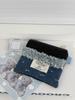 Denim Cloth Lace Ladies Travel Cosmetic Bags Sweet Bow Prints Female Storage Bags Girls Portable Small Square Clutch Coin Purse