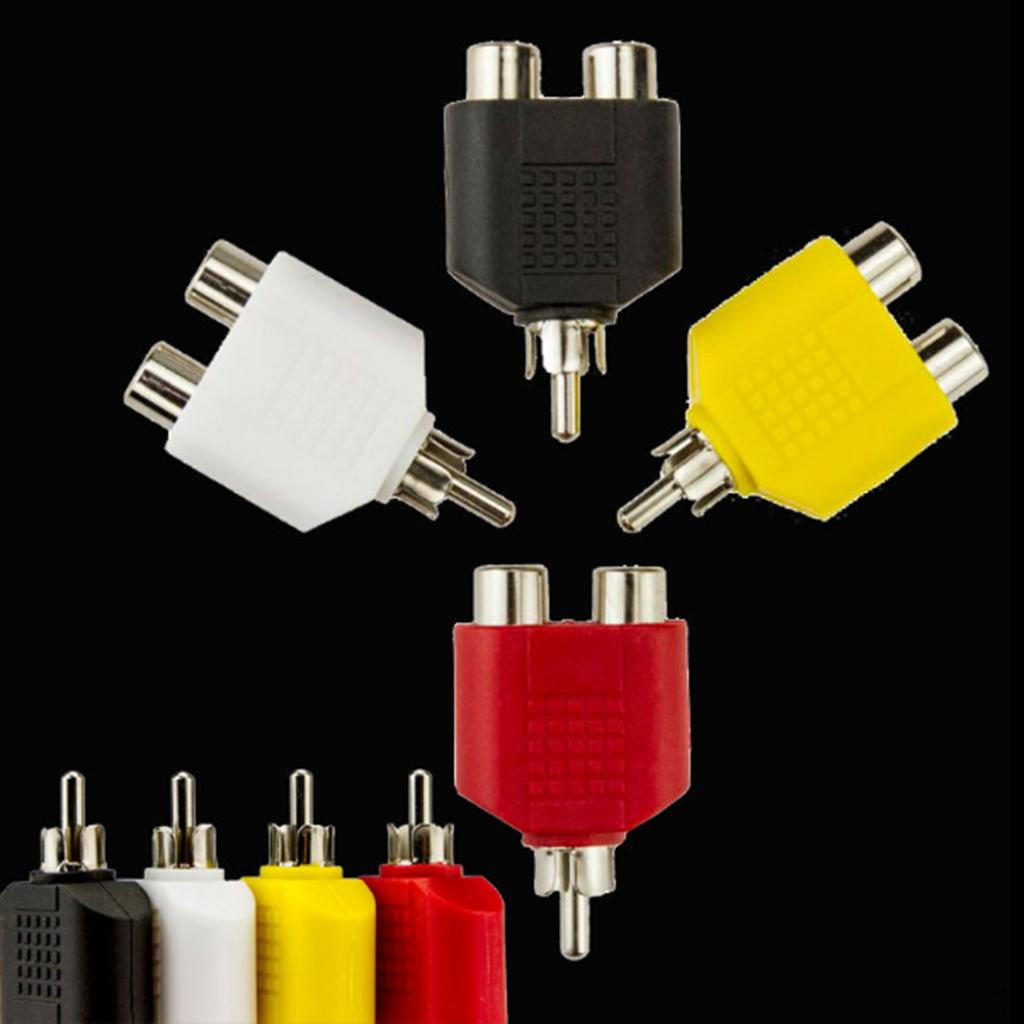 RCA Male 2 Female AV Audio Video Y Splitter Cable Adapter Plug