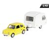 Model 1:43 Set Fiat 126p + Niewiadów Camping Trailer, Yellow