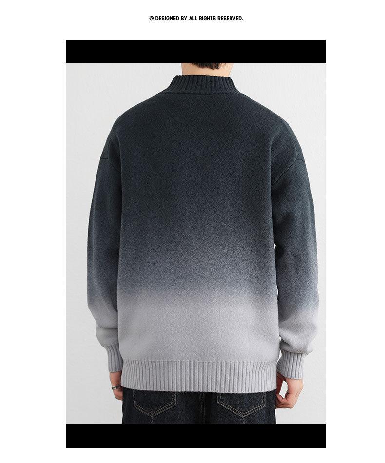 Men's Gradient Sweater, Half-High Collar, 2024 Autumn/Winter Trend, Soft & Fluffy Knit, Warm Base Layer