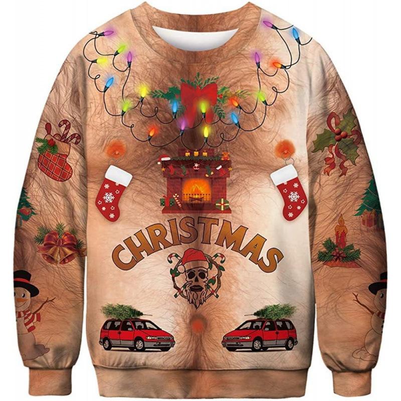 Men's Autumn and Winter Christmas 3D Printed Crew Neck Is Fashionable, Versatile and Comfortable Hoodies & Sweatshirts (men’s)