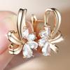 Elegant Female Big Water Drop Pink White Zircon Stone Skeleton Hoop Earrings Trendy Fashion Gold Color Wedding Jewelry For Women