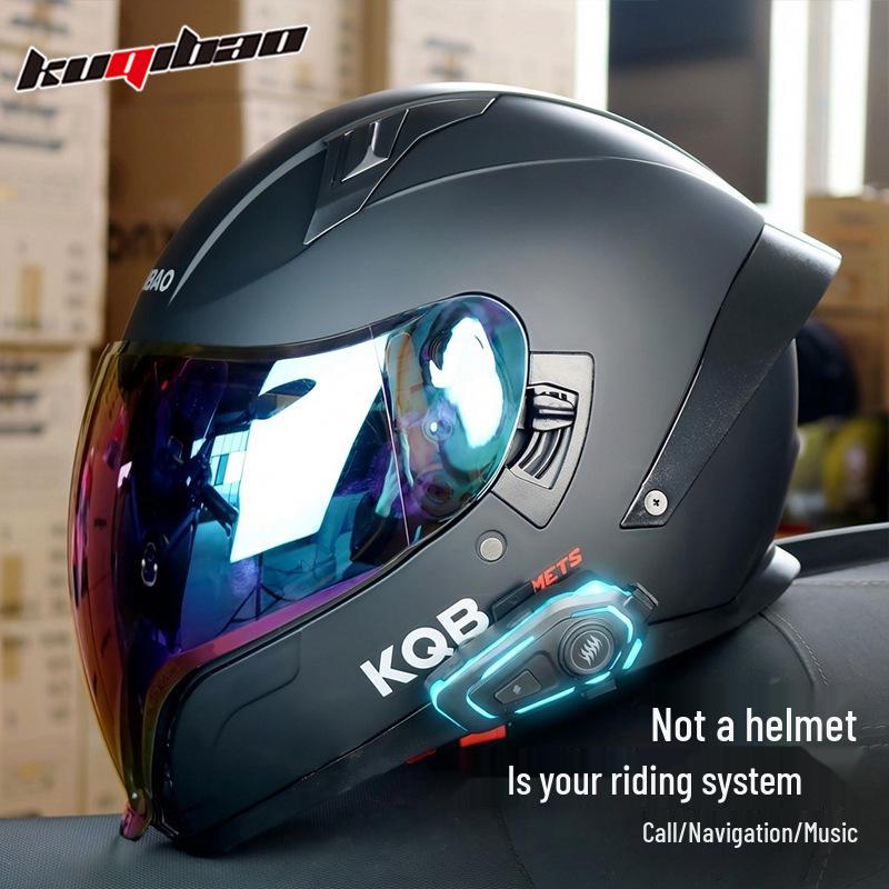 Cool Rider Bluetooth Full Face Motorcycle Helmet: Safe, Long Battery Life, Built-in Earphones, Wide View for Navigation
