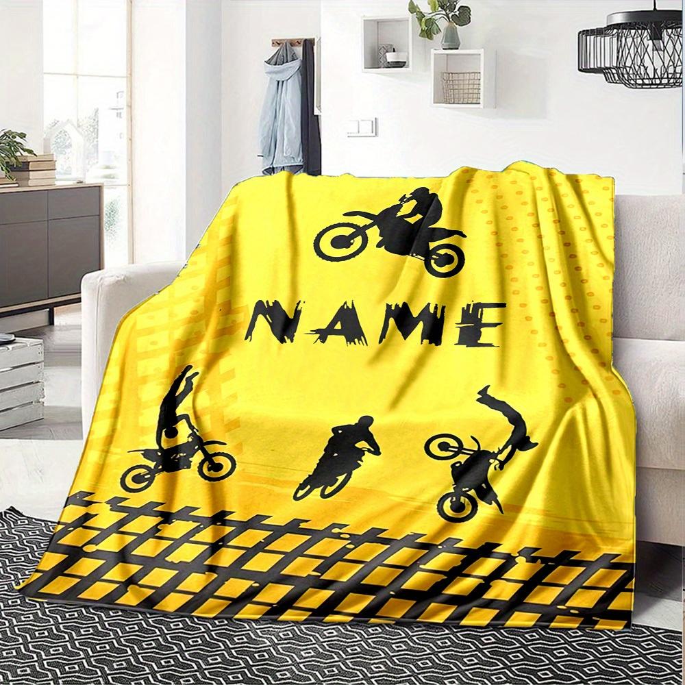 Dirt Bike Tricks Home Customize Your Name Blankets Comfortable Soft Lightweight Allseason Multipurpose Blanket For Picnics Sofas Offices Beds Living