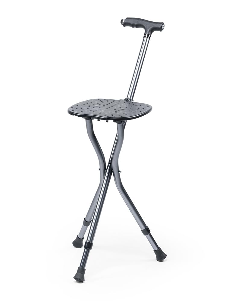 Cane Folding 5 Height LED 3 Load Capacity Watching Finished Black E-Supply Chair, Cane, Chair, Cane, Lightweight, Adjustments, Included, Legs, 80kg,