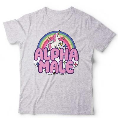 Alpha Male Tshirt Unisex Funny Fathers Day Unicorn Joke Prank Stag Do Novelty
