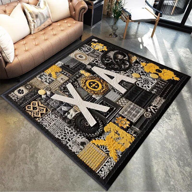 Mechanical Style Letter Printing Large Area Rug Non-Slip Wear-resistant Carpet for Living Room Bedroom Soft Floor Mat Home Decor