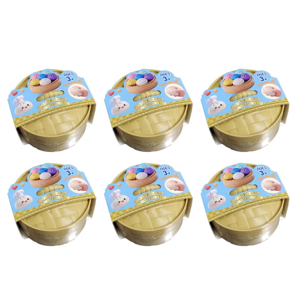 Toys Colorful Dumpling Squishes Stress Balls Fidget Sensory Simulation Food Squishies Bun with Steamer Squeeze Dough Ball Gift Presents