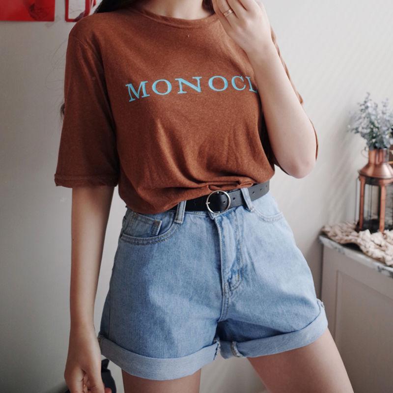 Wubi Women's High-Waisted Korean Style Denim Shorts for Summer