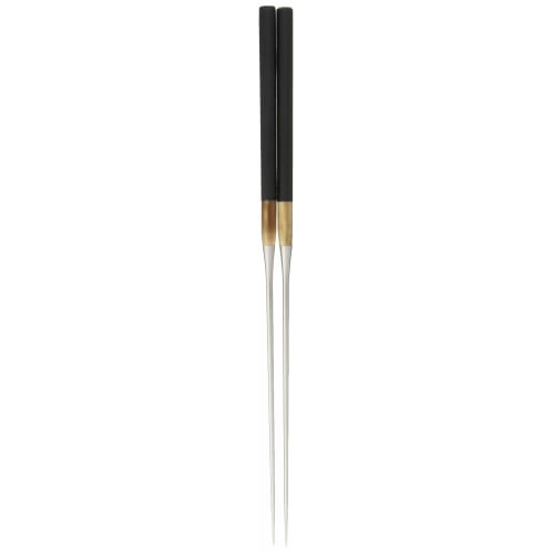 Intec Kaneki Kabuki Style Serving Chopsticks, 180mm, Black Stone Grain, Stainless Steel, Japan, BML1303