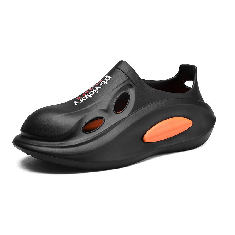 

Тапочки Мужская верхняя одежда Пляжные сандалии Stepping On Shit Модные нескользящие и износостойкие повседневные туфли с мягкой подошвой и отверстиями 45 чёрный