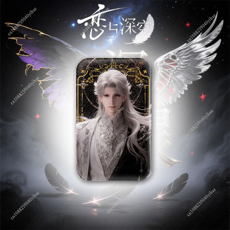 Game Love and Deepspace Sylus Xavier Zayne Rafayel Caleb Angel King Wings 4.3*7CM Rectangular Flash Badge Fan Collection Gifts
