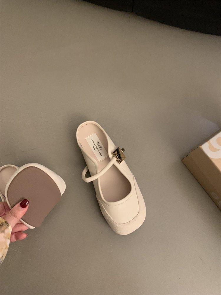 

Серебристые туфли Мэри Джейн Xiaoxiangfeng, новые китайские французские сандалии, женская обувь, весенние и летние туфли на плоской подошве, туфельки-мешки и полутапочки 40