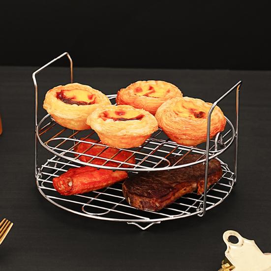 BBQ Rack Multifunctional Cooking Rack Stainless Steel BBQ Grill Polished Edges Cooking Rack Double Baking Tray