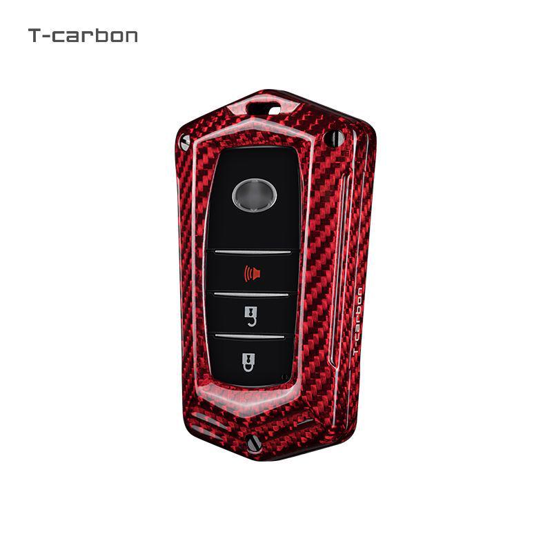 T-Carbon Carbon Fiber Key Cover for Toyota Highlander, RAV4, Crown, and Camry