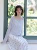 Fabric Seoul Ribbon Cotton Tail Boat Neck Knitwear_Bluegrey