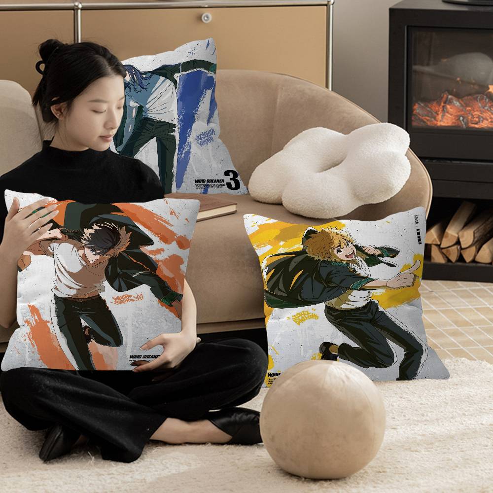 Japanese Anime Wind Breaker Cushion Cover Pillow Cover Decor Pillowcase Printed Cushion Case For Couch