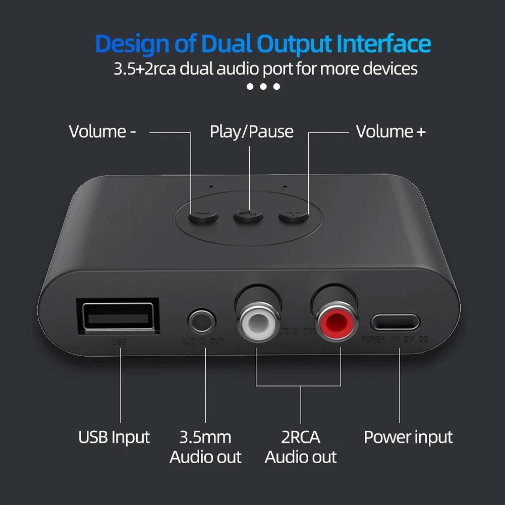 Bluetooth 5.2 Audio Receiver NFC U Disk RCA 3.5mm AUX USB Stereo Music Wireless Adapter With Mic For Car Kit Speaker Amplifier