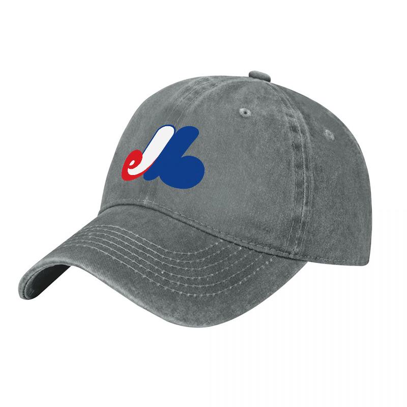Classic Washed Canvas Baseball Cap with Bold Red White and Blue Logo Design for Casual Streetwear Style and Everyday Wear