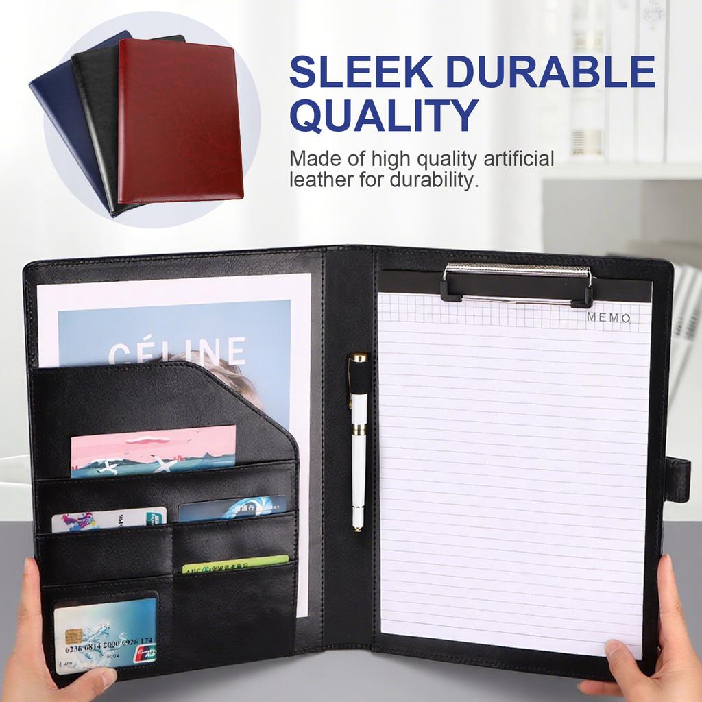 A4 Clipboard Folder with Notepad Business Document Manager Clip Large Capacity Document File Bag for Business Meeting & Travel