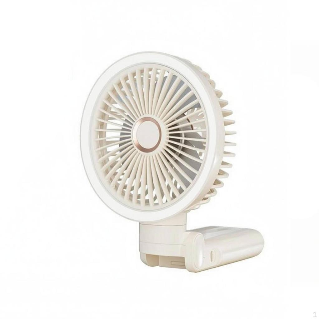 USB ReEnergizable Grip Fan 5000 mAh Foldable Multiuse for Table, Bedside Beige 6inch