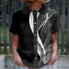 Women's Casual Fashionable Printing O Neck Button Short Sleeved Top