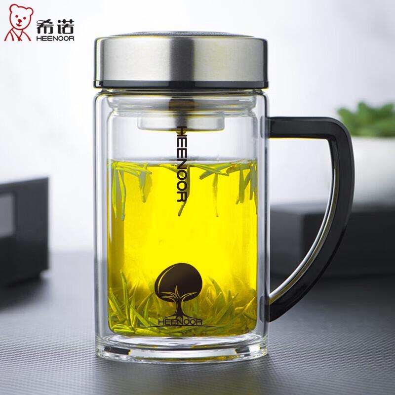 HEENOOR Double Wall Glass Tea Mug with Handle