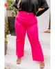 Azura Exchange Rose Plus Size Solid Color Raw Hem Wide Leg High Waist Pants