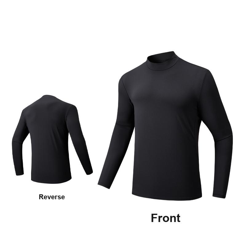 Anta Lightweight Warm Fleece Sports Simple Pullover Thermal Long Sleeve Knit Top Men tops Basic-Black 152547401R-3